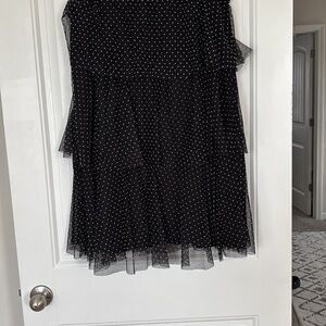 Cato Black and White Polka Dot A-Line Skirt